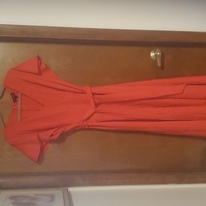 Lane Bryant Red Flutter Sleeve Flare Belted Maxi Dress 14